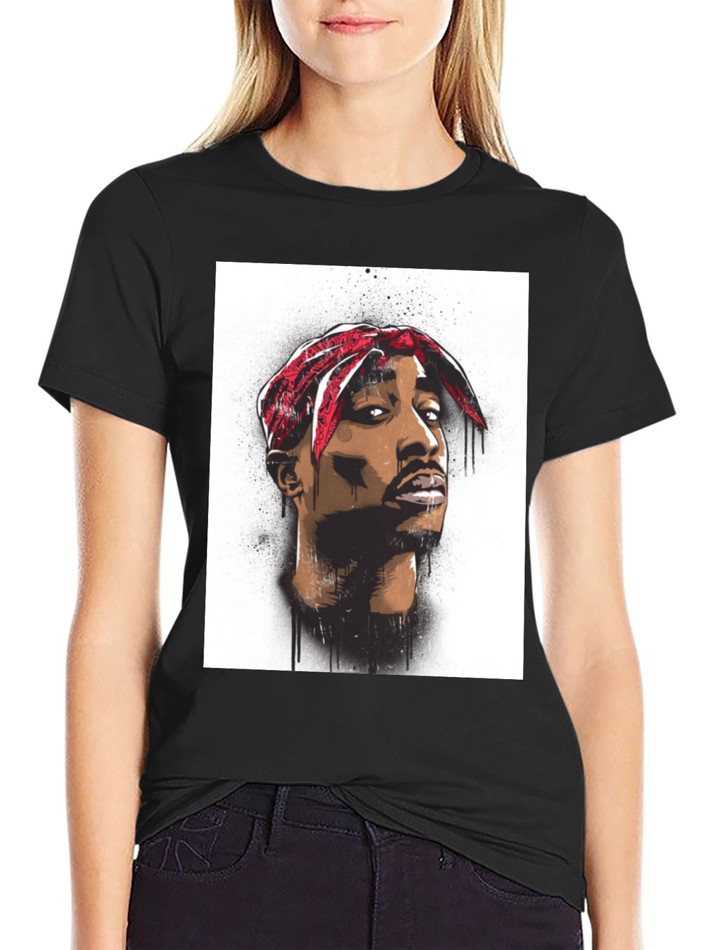 Tupac Graphic Tee - Black Cotton Blend