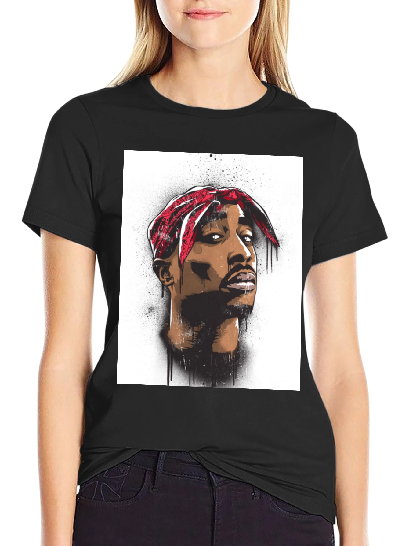 Tupac Graphic Tee - Black Cotton Blend