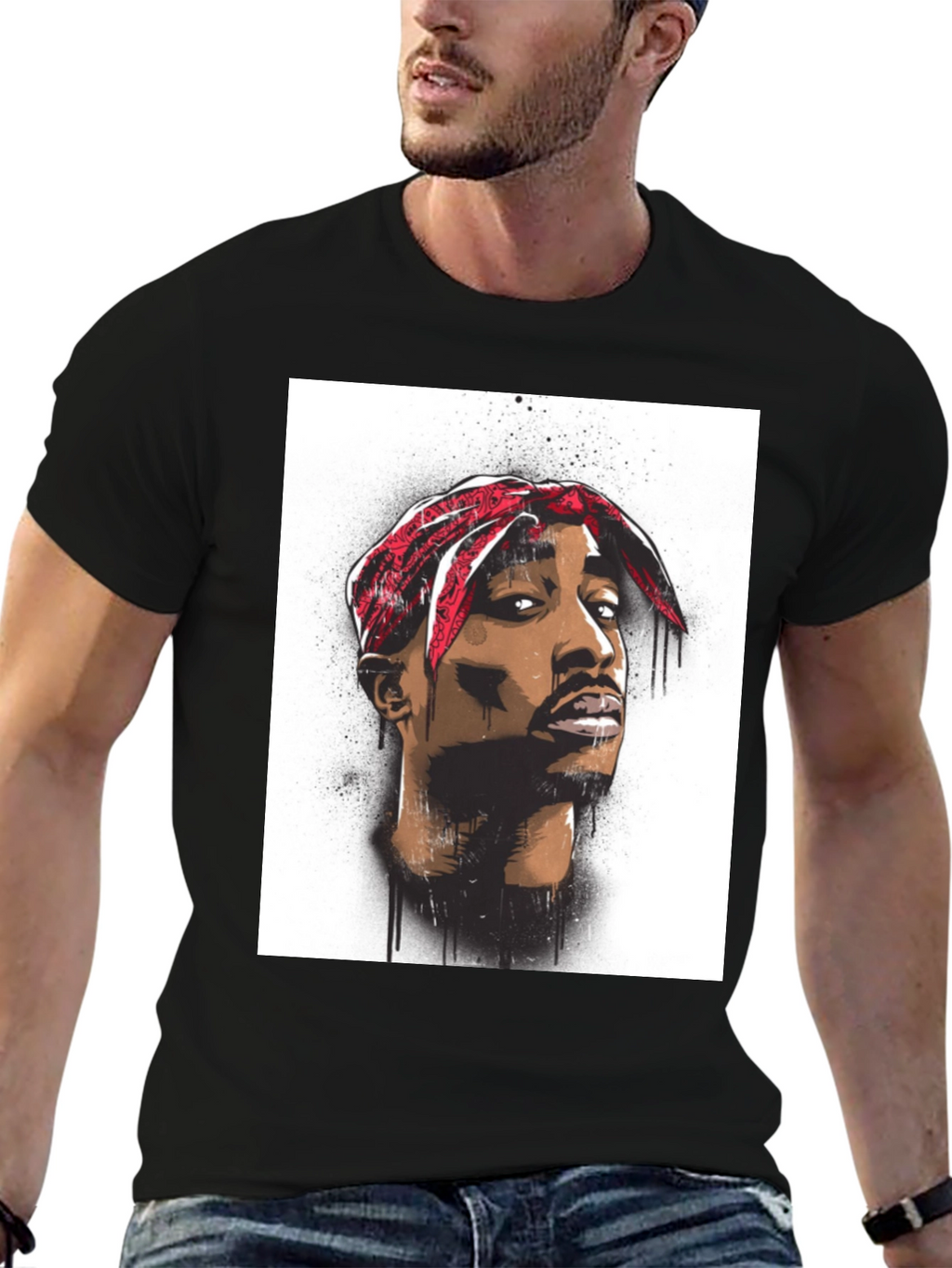 Tupac Graphic Tee - Black Cotton Blend