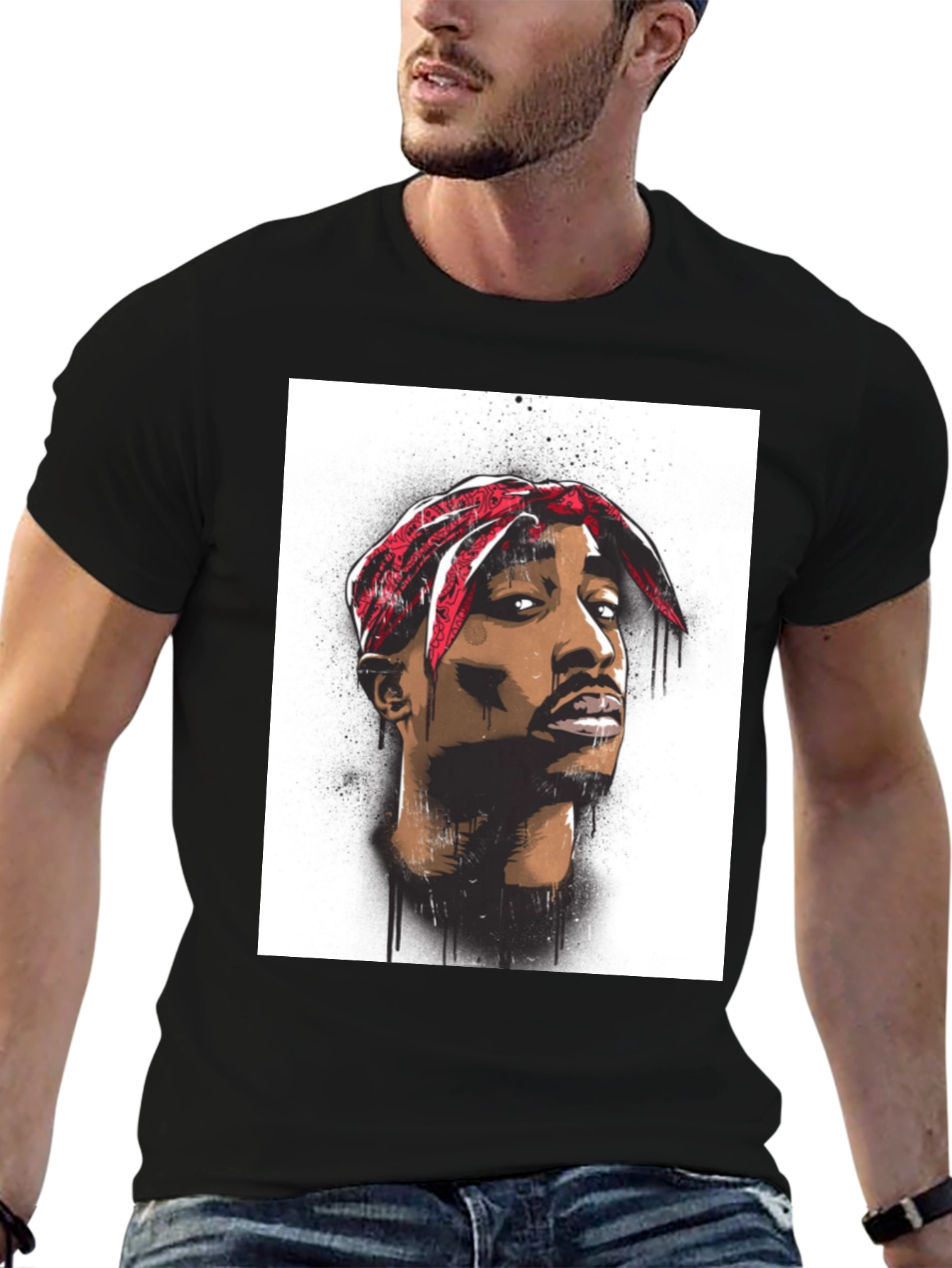 Tupac Graphic Tee - Black Cotton Blend