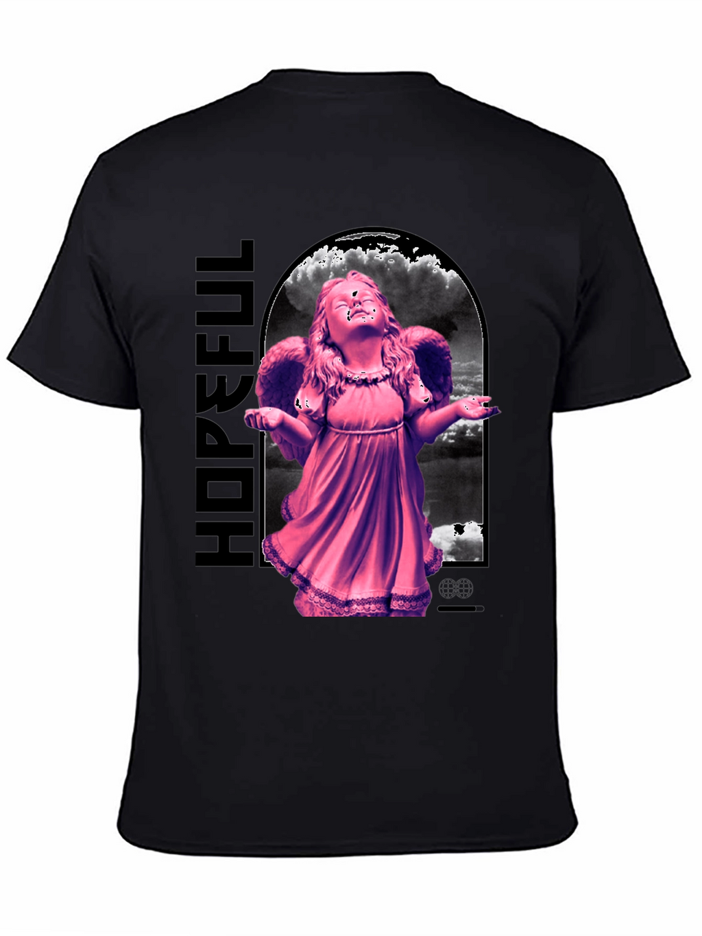 Hopeful Angel Graphic T-Shirt - Black