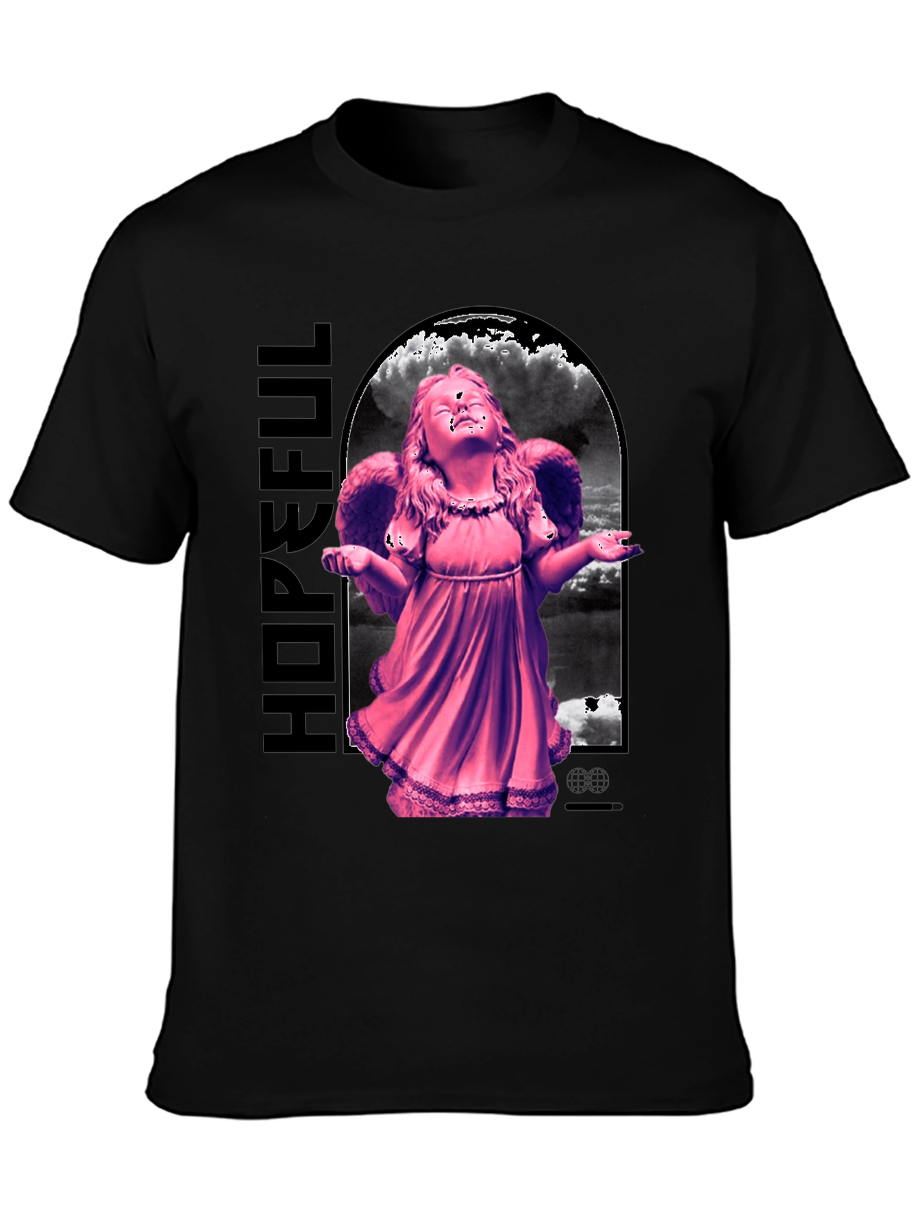 Hopeful Angel Graphic T-Shirt - Black