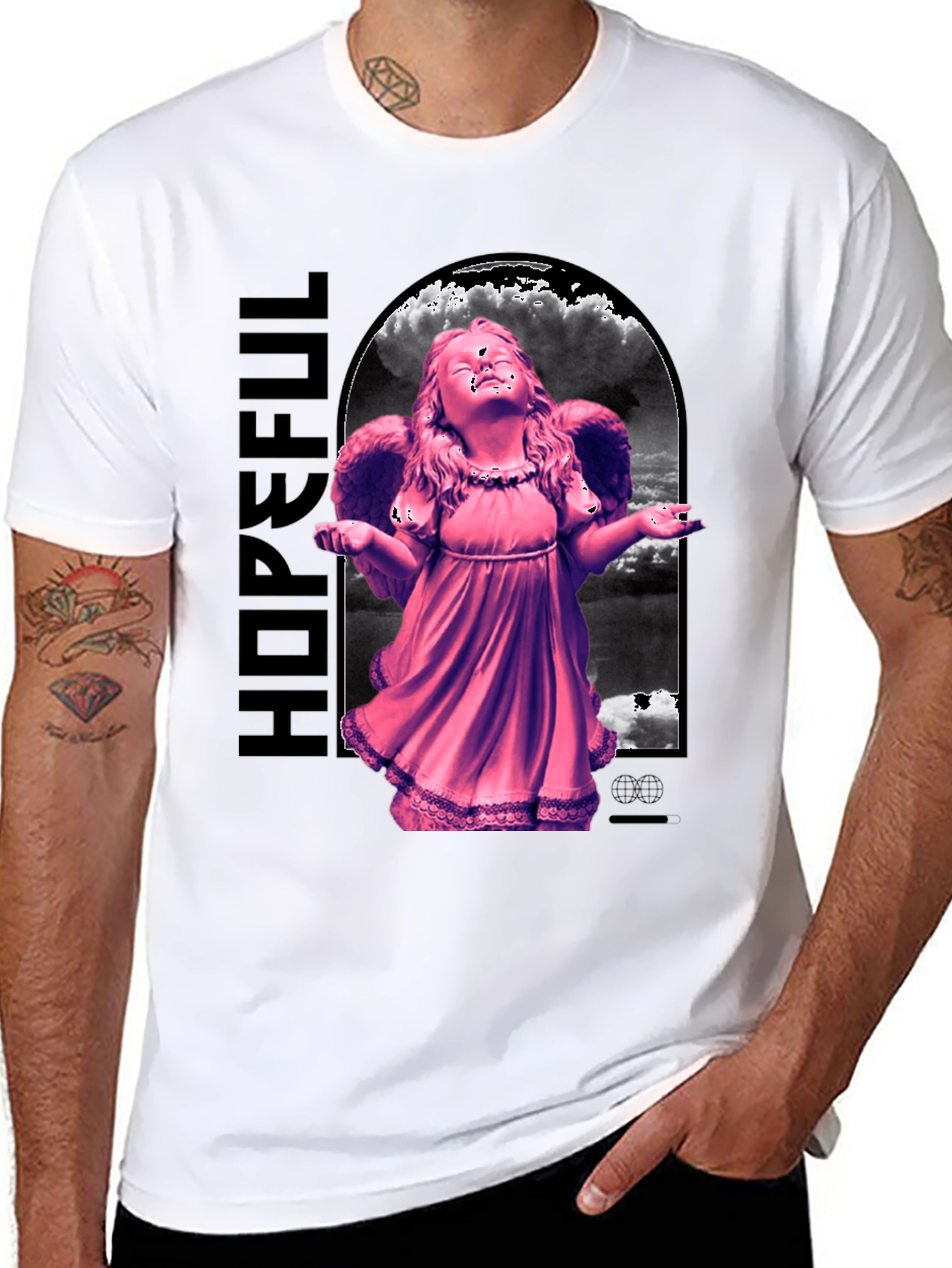 Hopeful Angel Graphic T-Shirt - Black