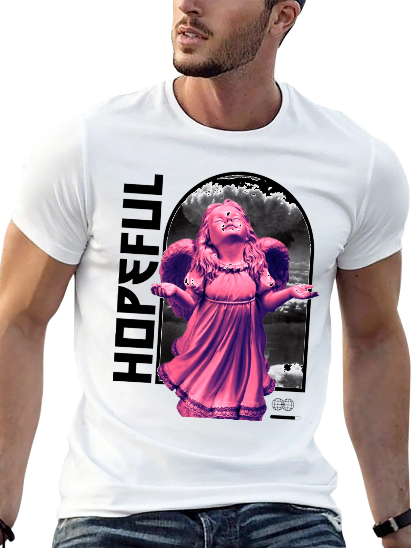 Hopeful Angel Graphic T-Shirt - Black