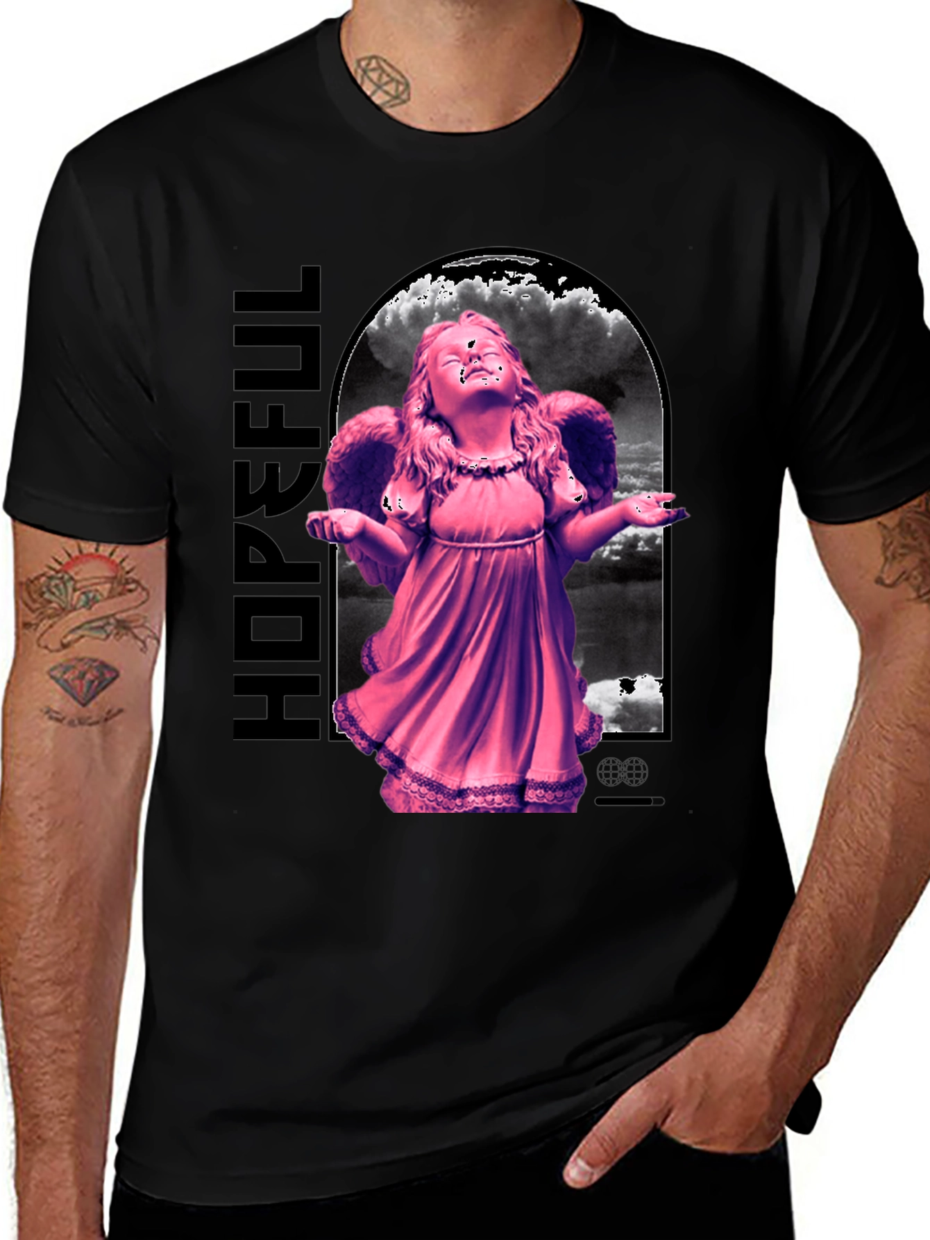 Hopeful Angel Graphic T-Shirt - Black