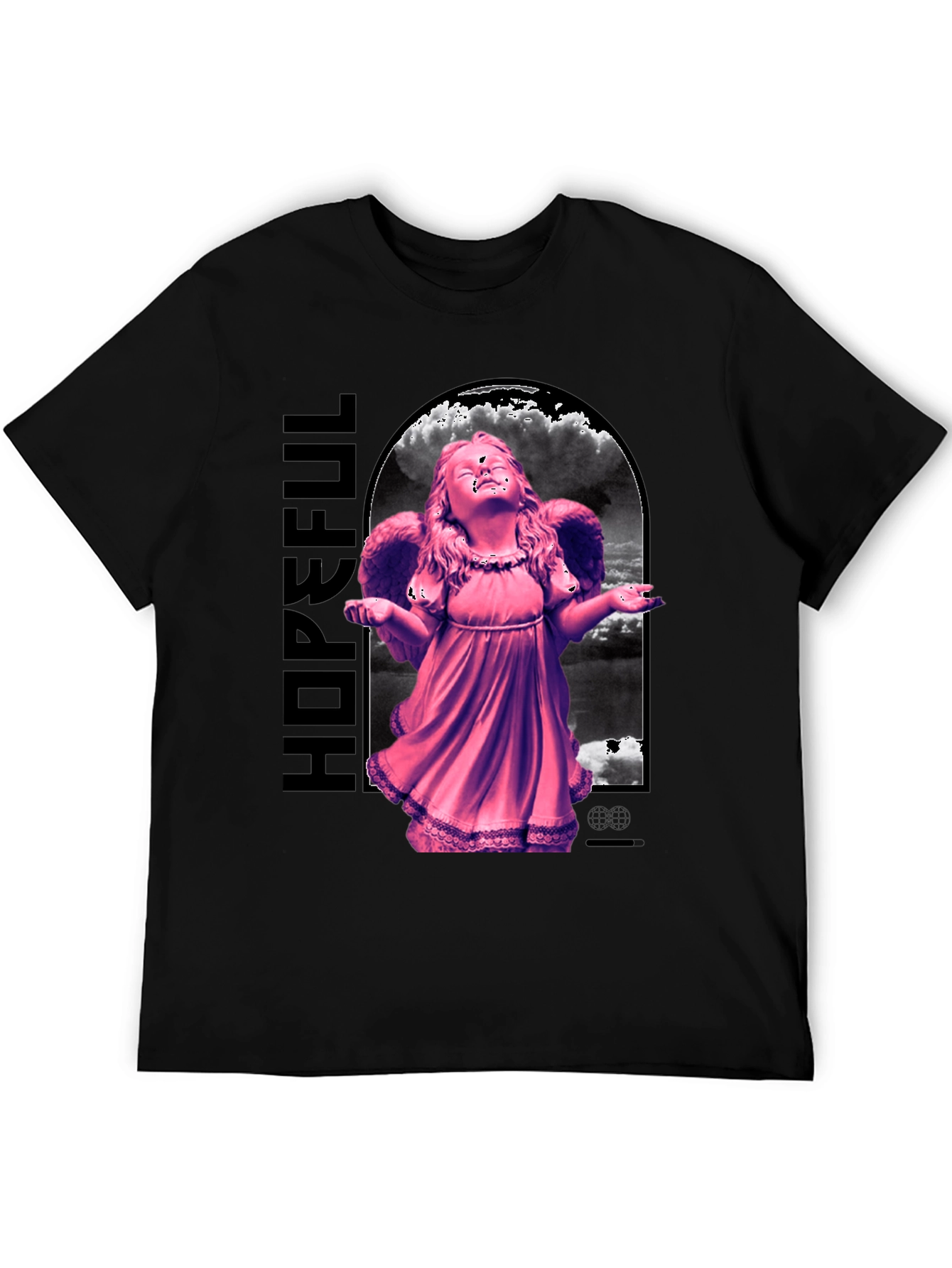 Hopeful Angel Graphic T-Shirt - Black