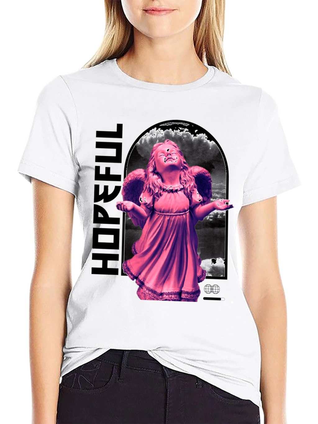 Hopeful Angel Graphic T-Shirt - Black