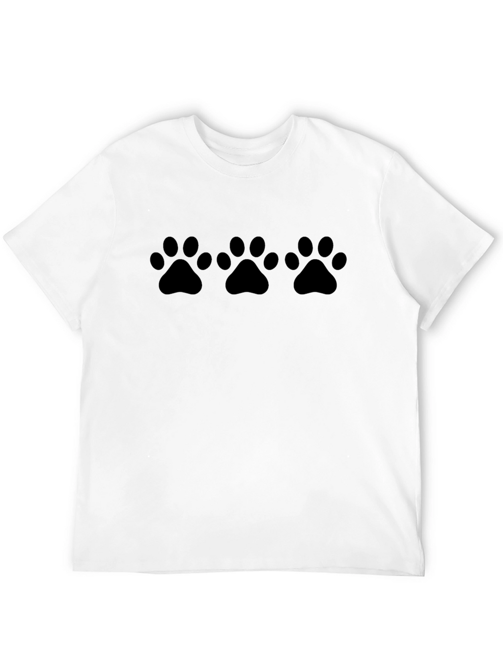 Paw Print T-Shirt - Black Crew Neck Tee