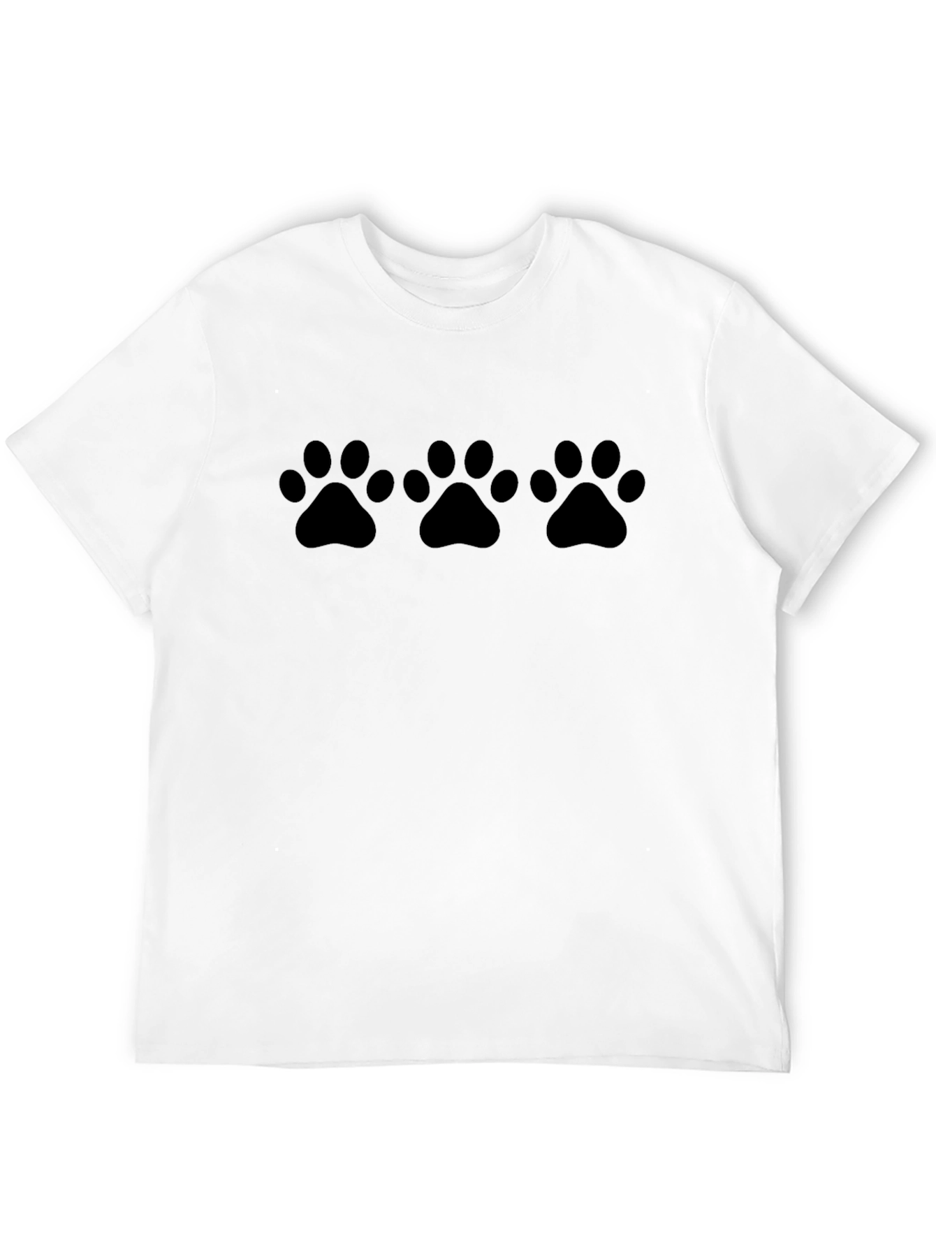 Paw Print T-Shirt - Black Crew Neck Tee