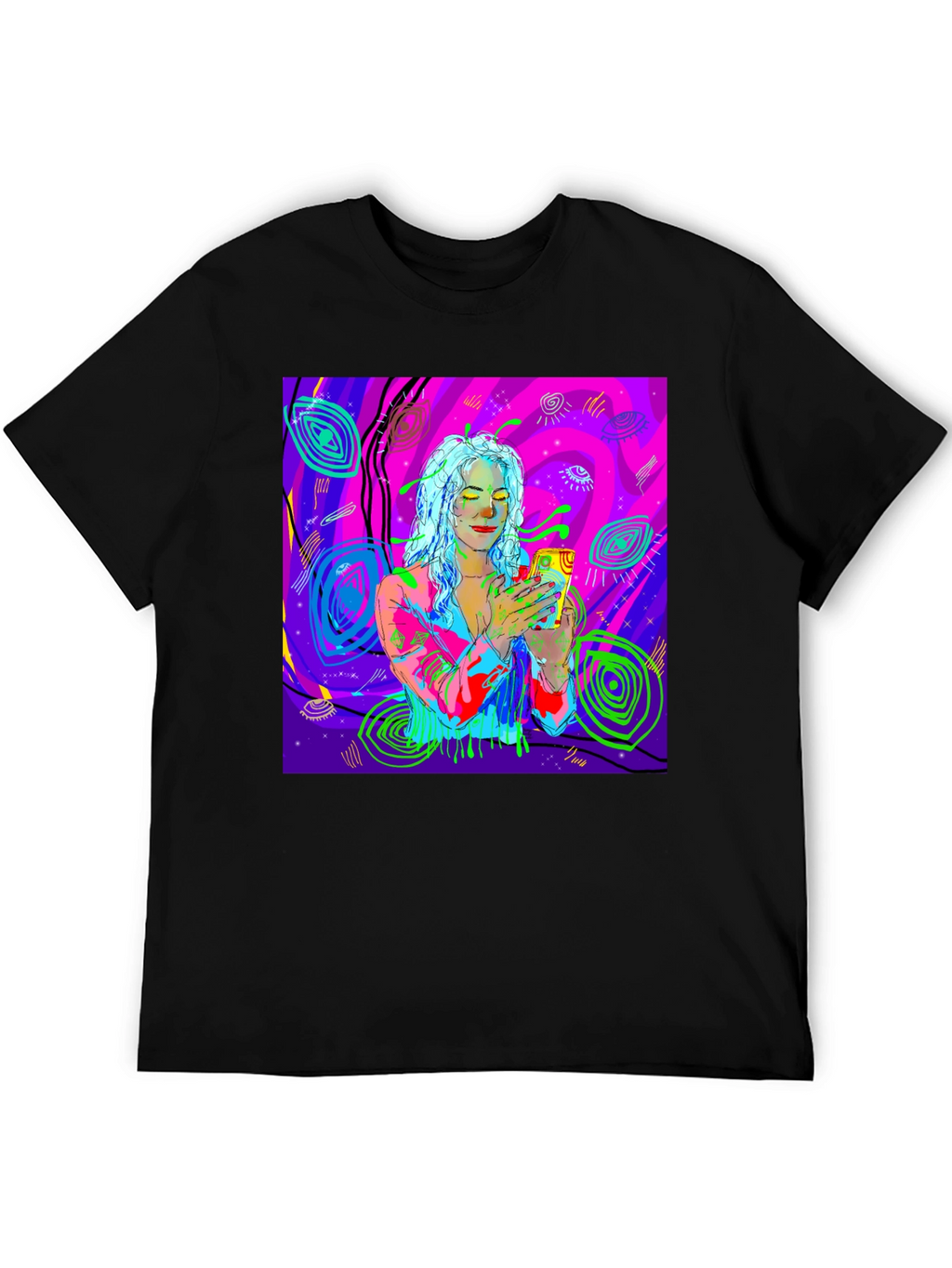 Psychedelic Girl Tee - Vivid Graphic Print Comfort