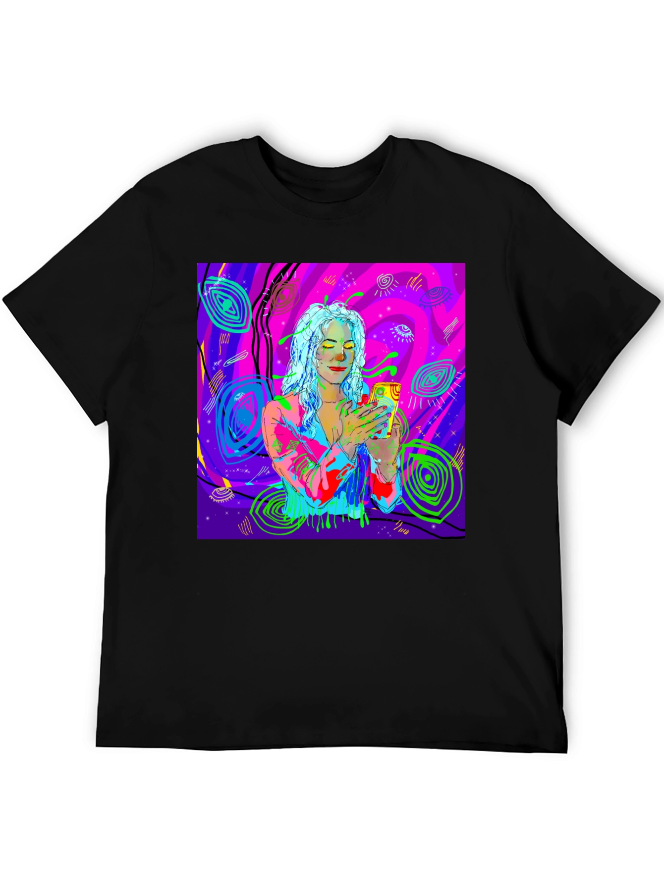 Psychedelic Girl Tee - Vivid Graphic Print Comfort