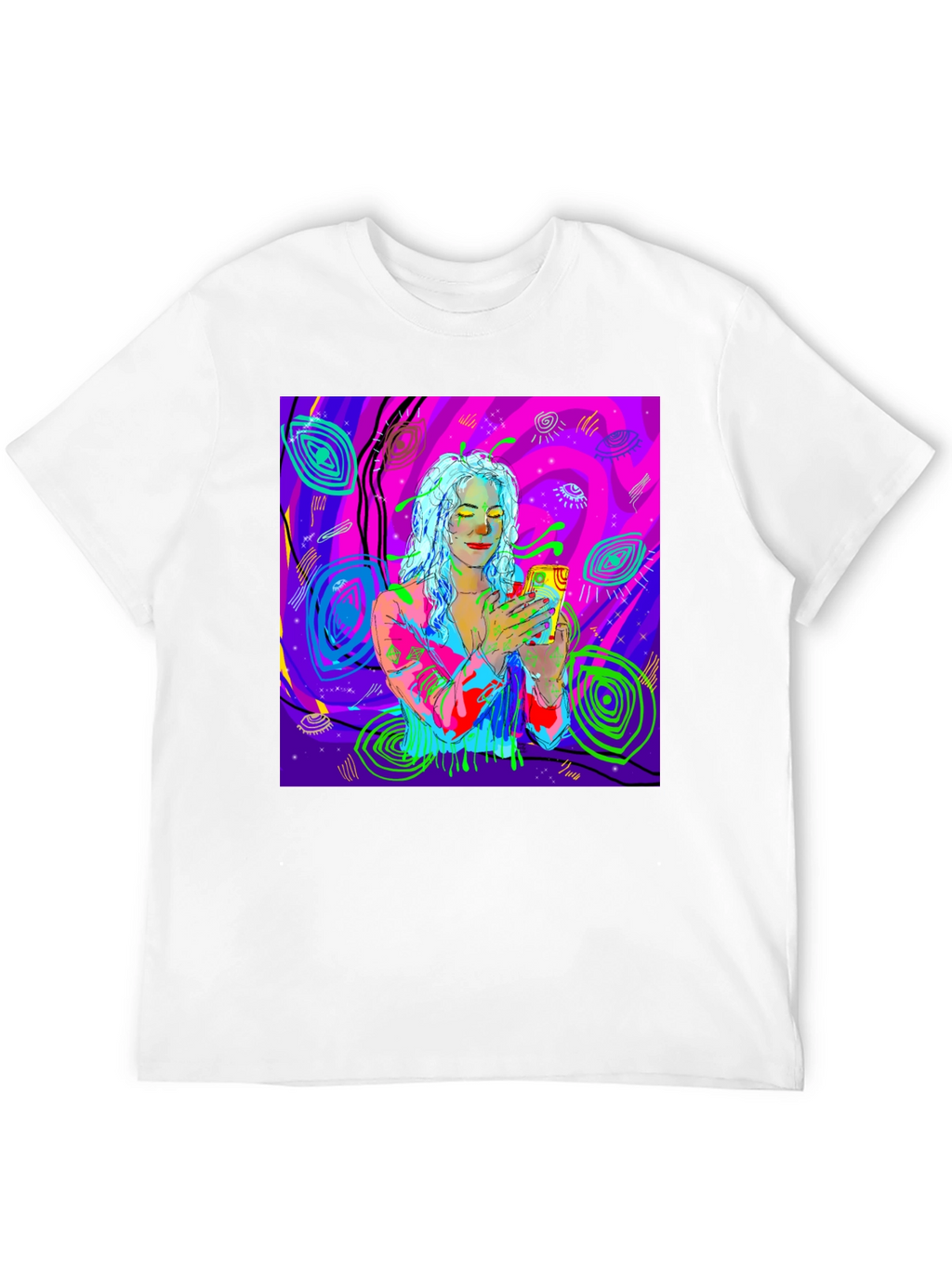 Psychedelic Girl Tee - Vivid Graphic Print Comfort