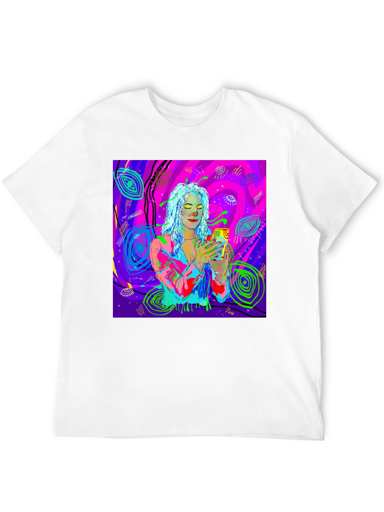Psychedelic Girl Tee - Vivid Graphic Print Comfort