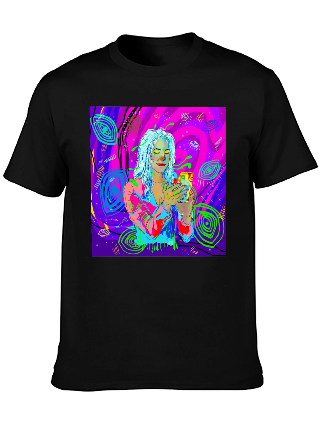 Psychedelic Girl Tee - Vivid Graphic Print Comfort
