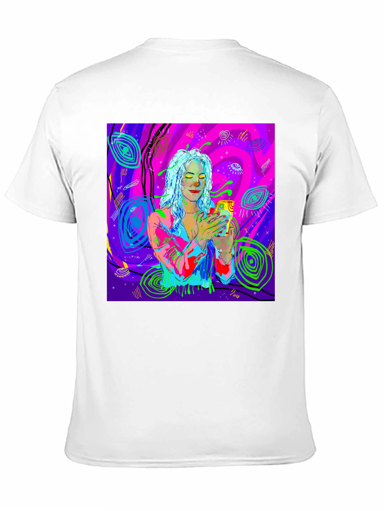 Psychedelic Girl Tee - Vivid Graphic Print Comfort