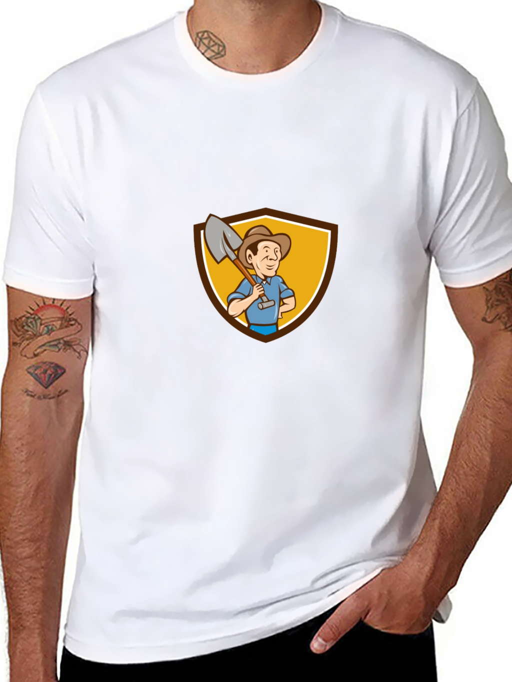 Gardener Cartoon Graphic Tee - Black Cotton T-Shirt