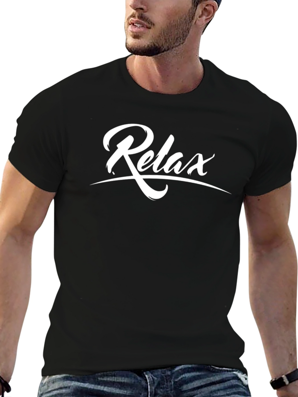 Relax Black Graphic Tee