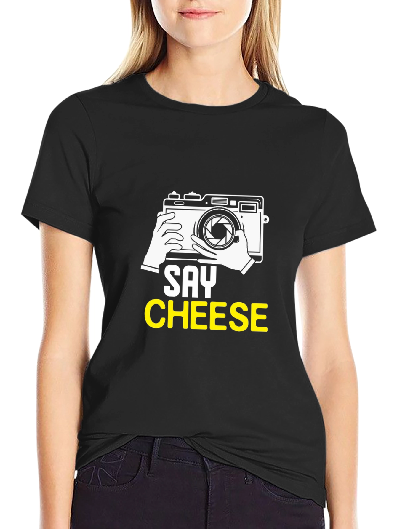 Say Cheese Graphic T-Shirt - Black Cotton