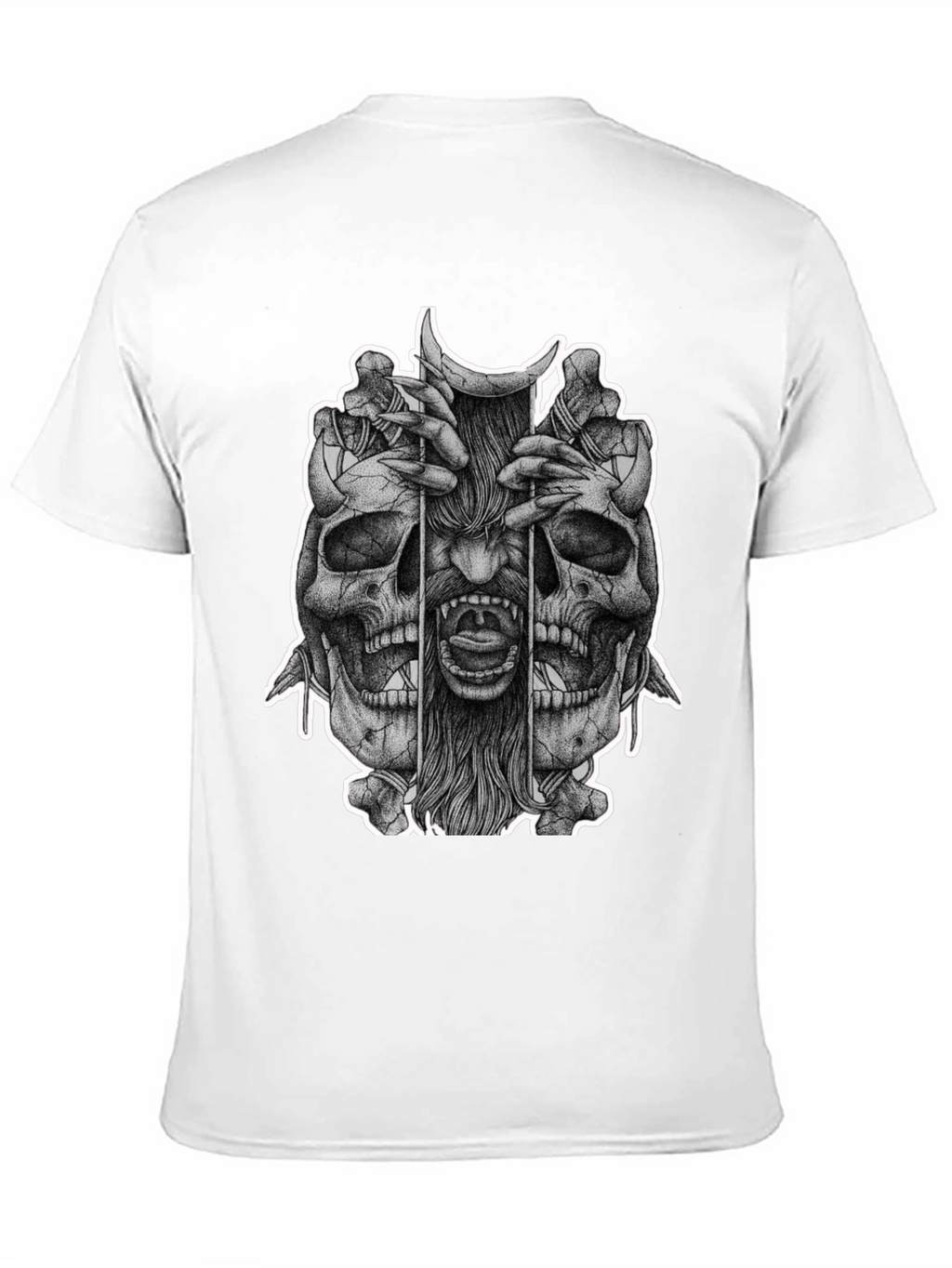 Skull & Demon Graphic Tee - Black Cotton T-Shirt