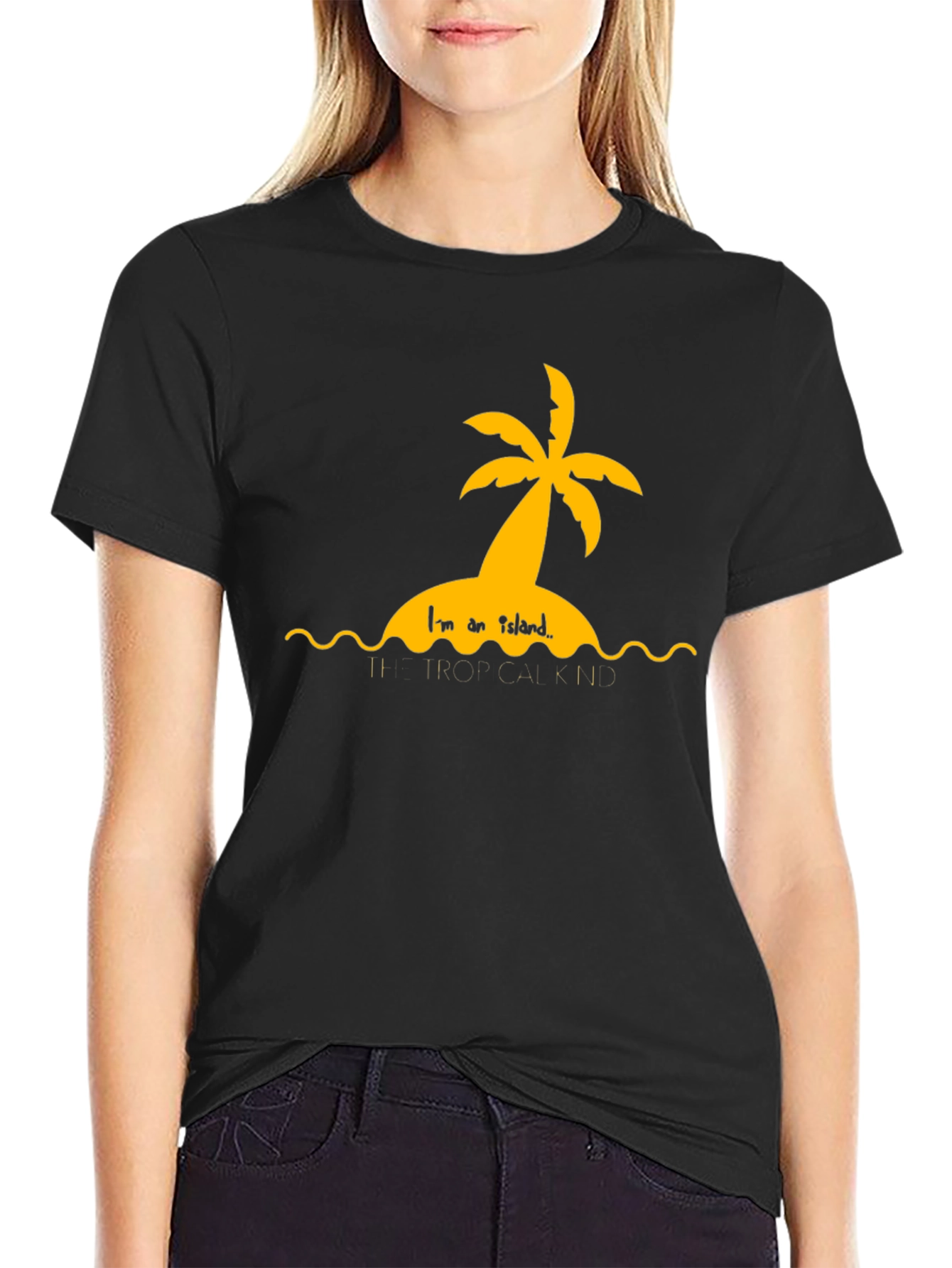 Tropical Island Graphic Black T-Shirt