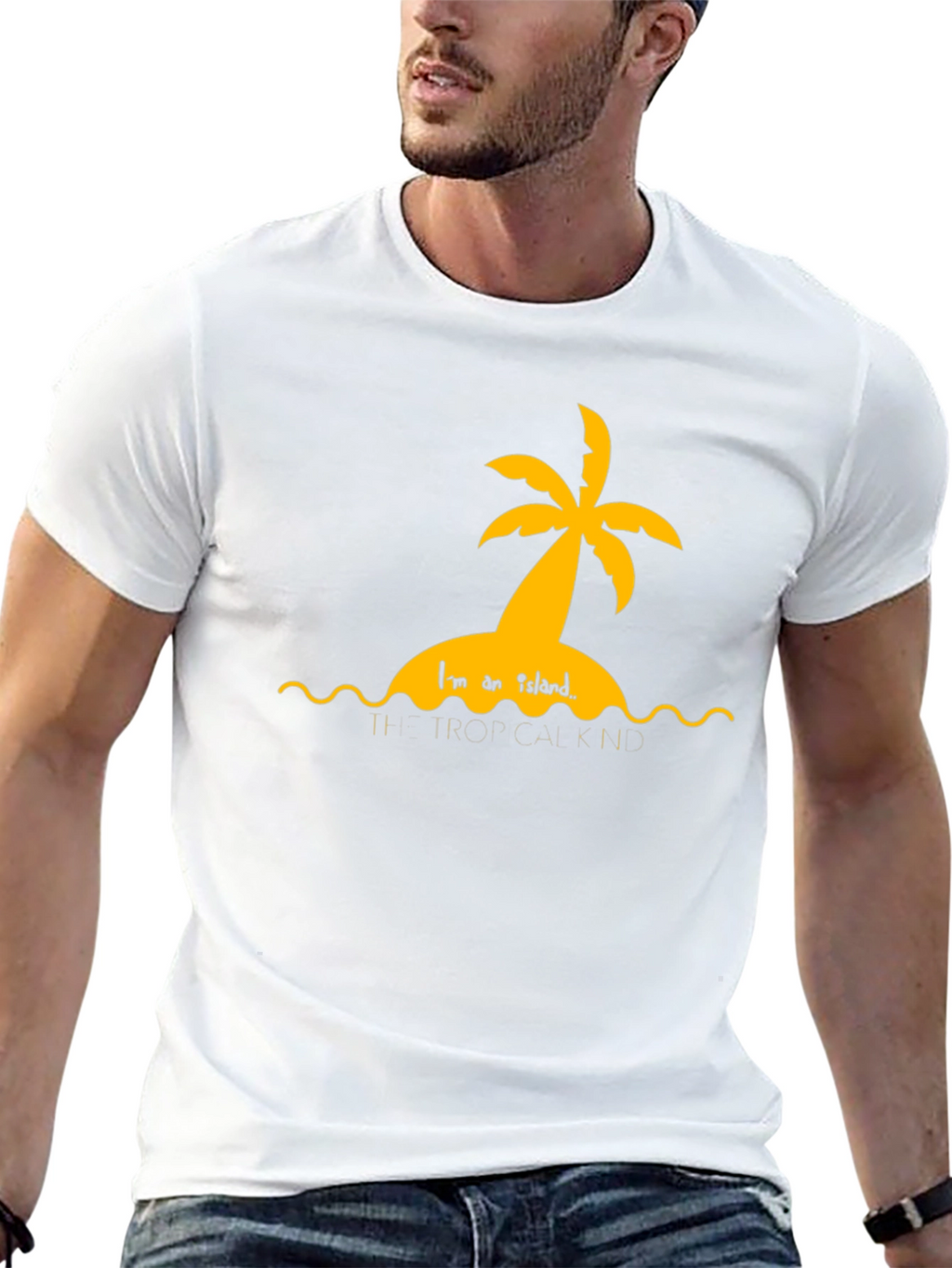Tropical Island Graphic Black T-Shirt