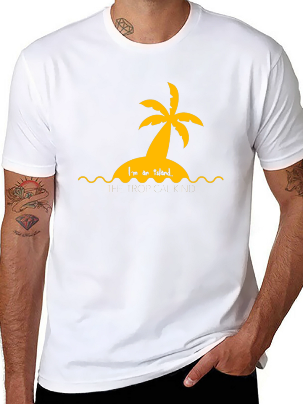 Tropical Island Graphic Black T-Shirt