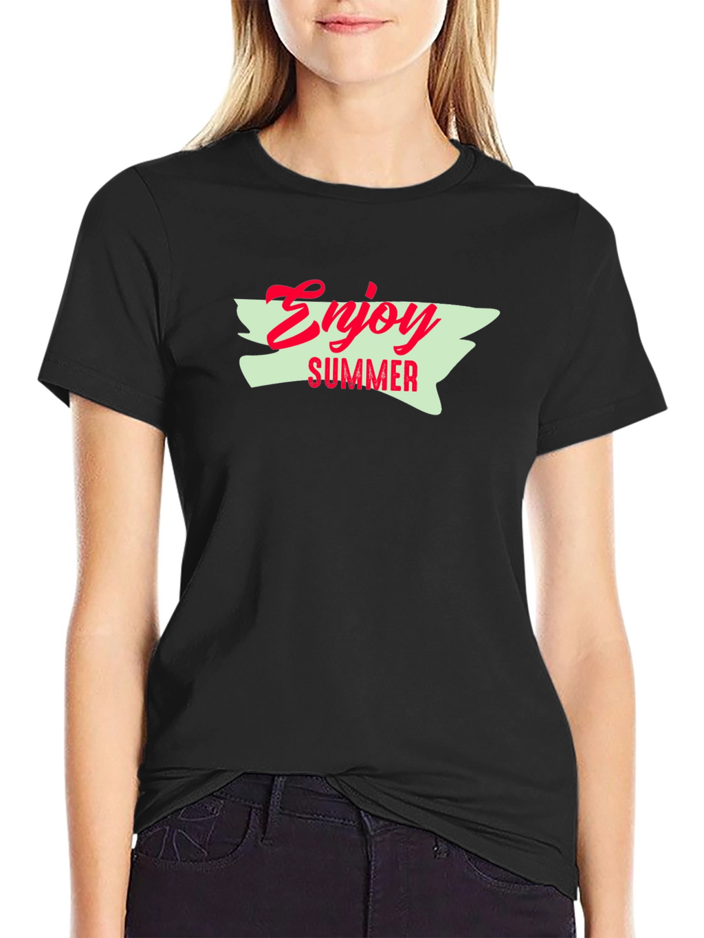 Enjoy Summer Graphic Tee - Black Cotton T-Shirt