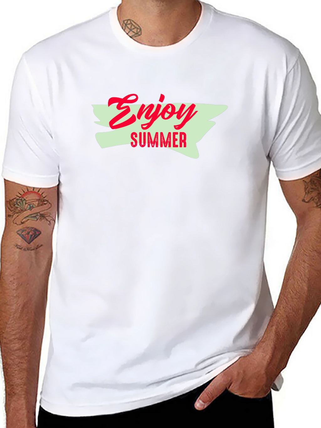 Enjoy Summer Graphic Tee - Black Cotton T-Shirt