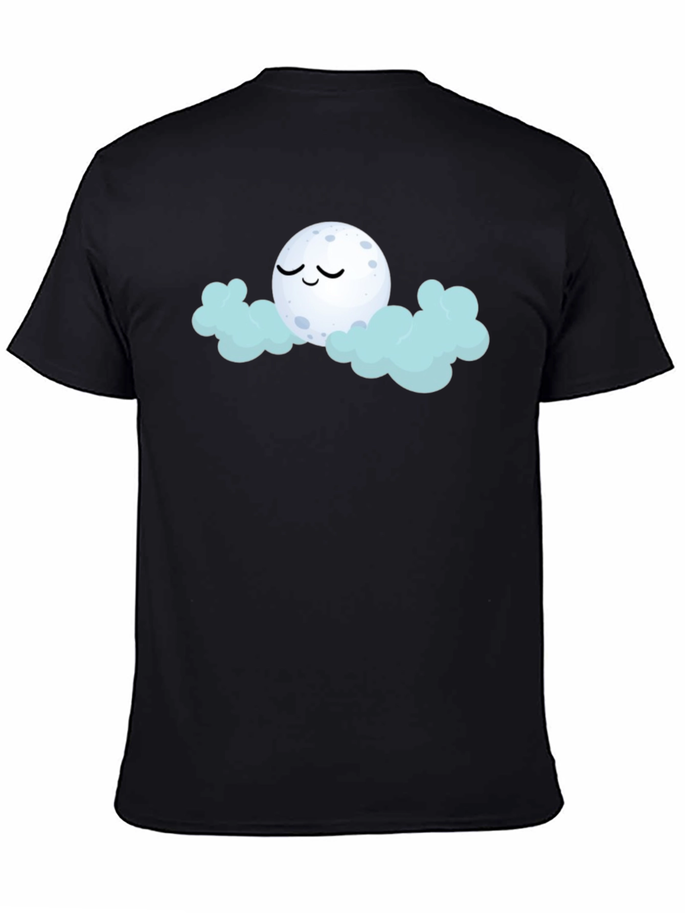Dreamy Moon & Clouds Graphic Black T-Shirt