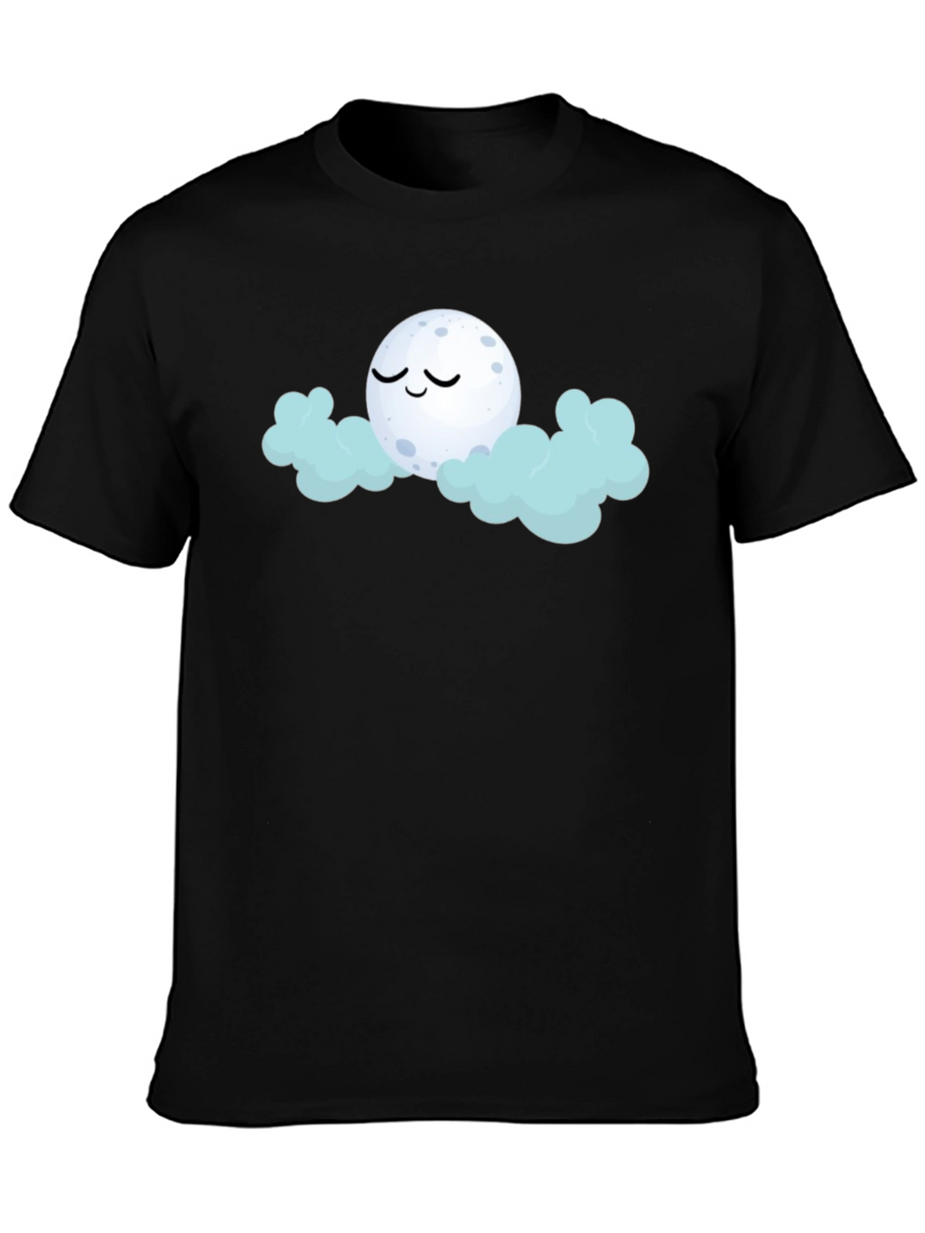 Dreamy Moon & Clouds Graphic Black T-Shirt