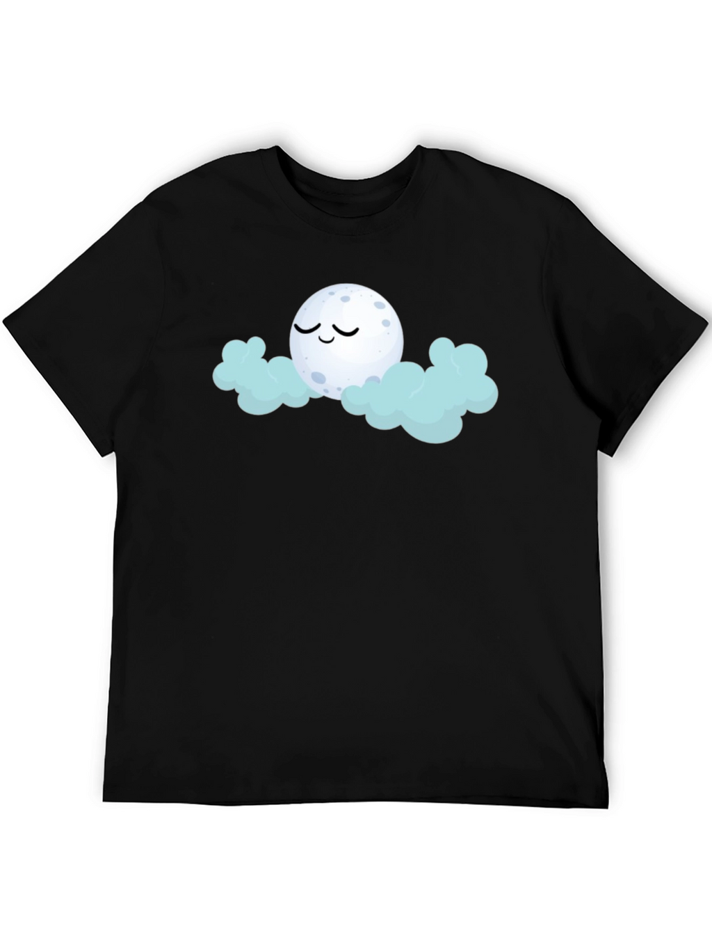 Dreamy Moon & Clouds Graphic Black T-Shirt