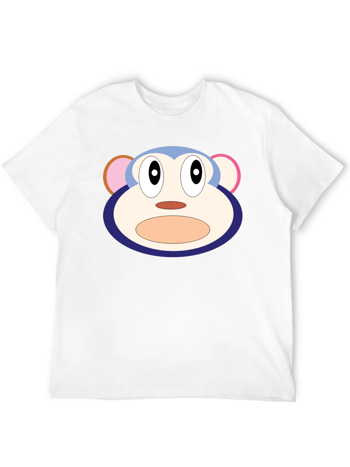Cartoon Monkey Face Black T-Shirt
