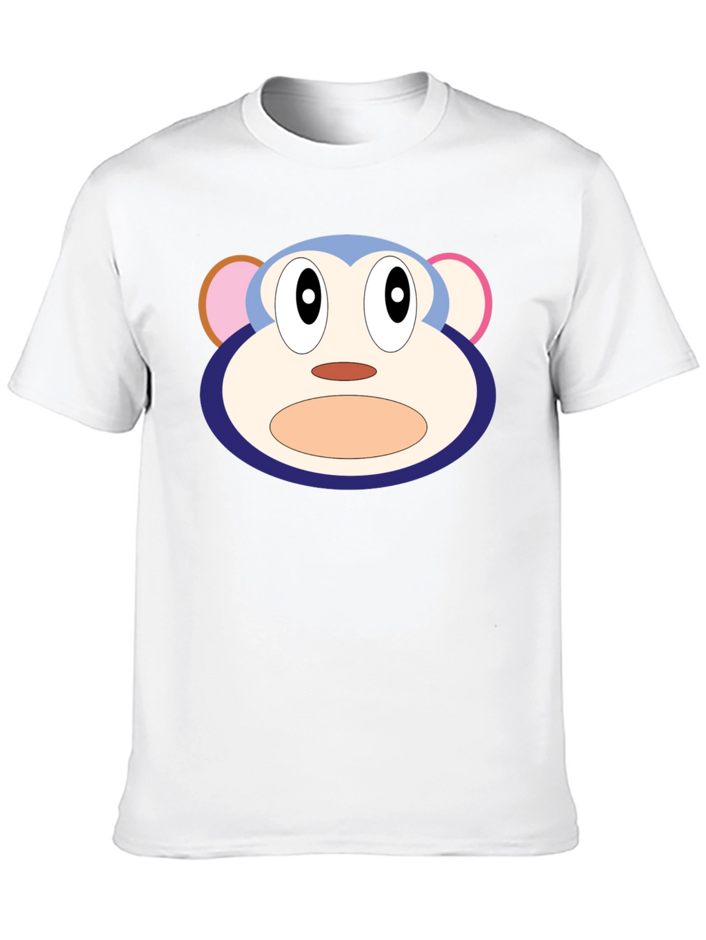 Cartoon Monkey Face Black T-Shirt