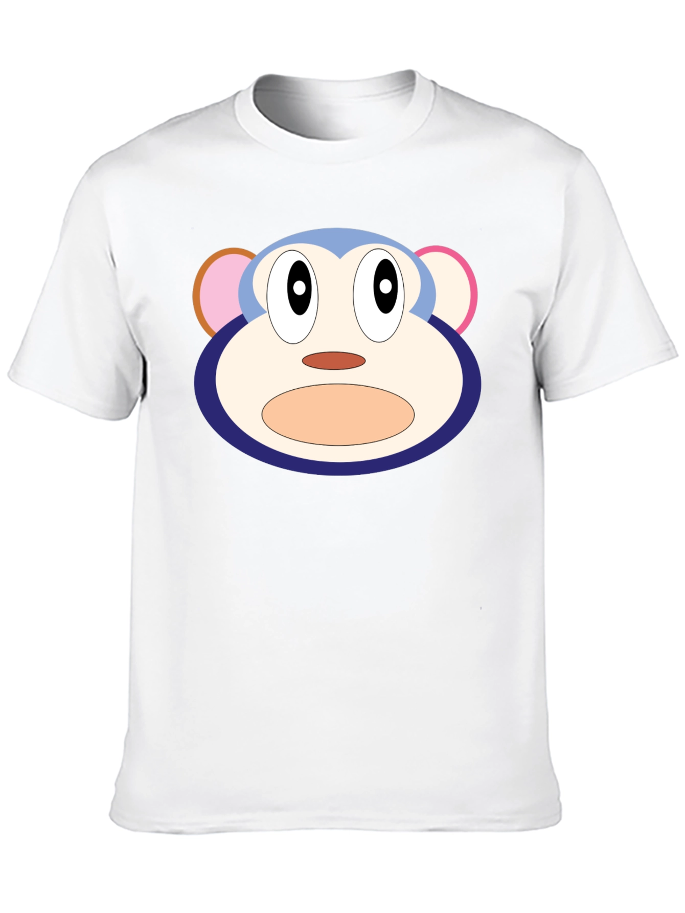 Cartoon Monkey Face Black T-Shirt