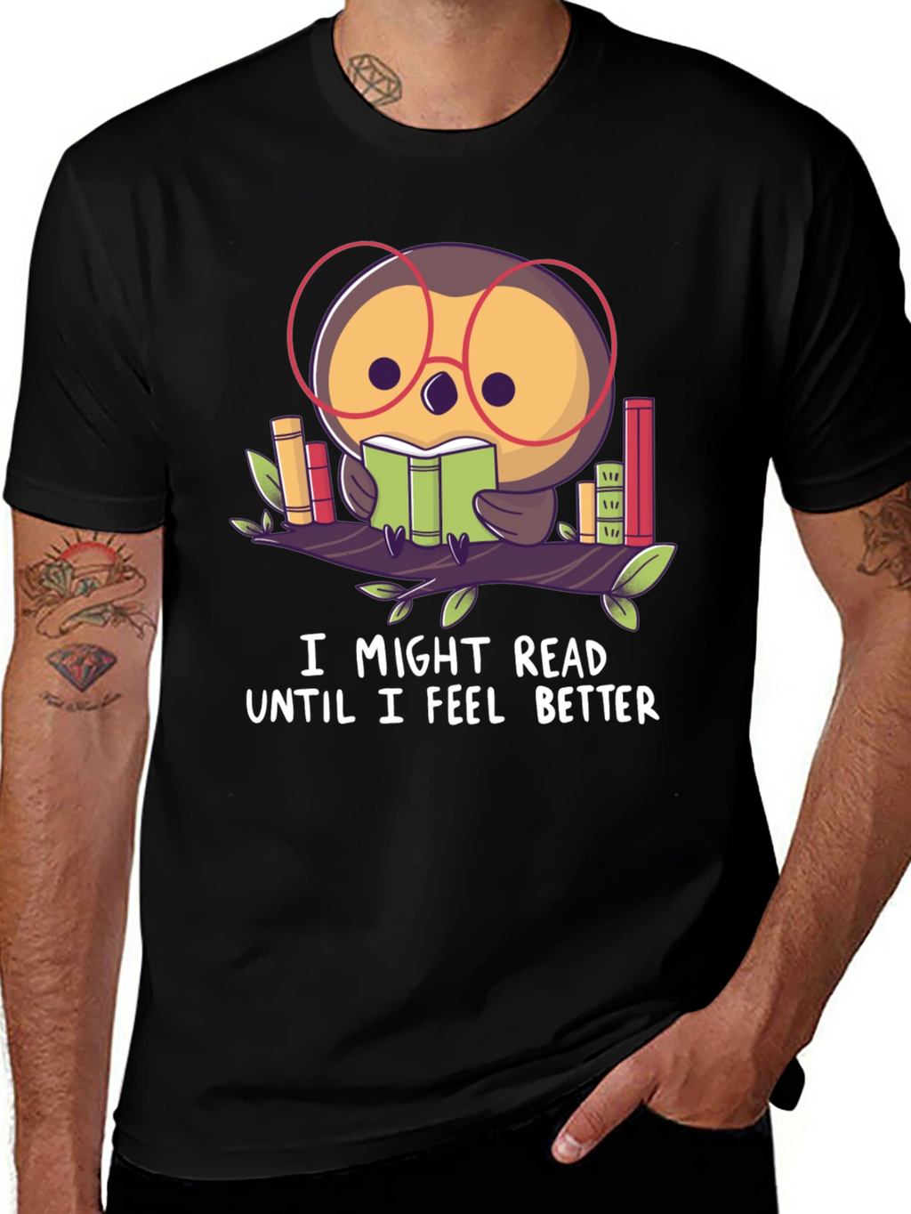 Owl Reader T-Shirt - Book Lover Tee