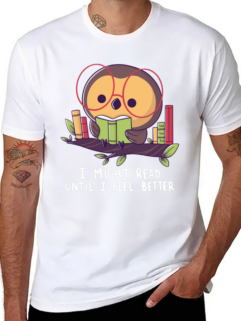 Owl Reader T-Shirt - Book Lover Tee