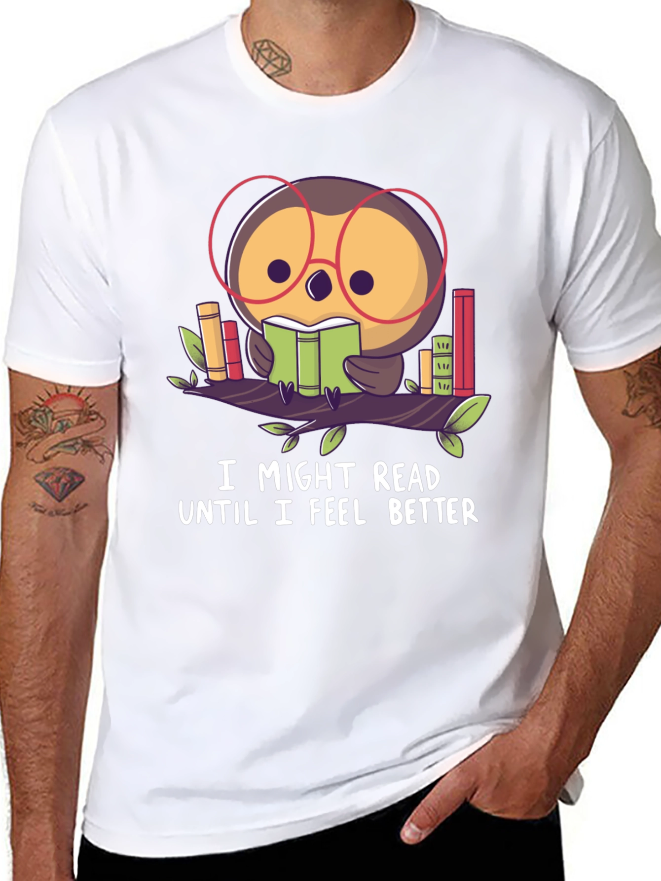 Owl Reader T-Shirt - Book Lover Tee
