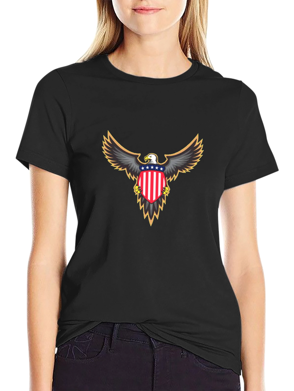 Patriotic Eagle Graphic Tee - Black