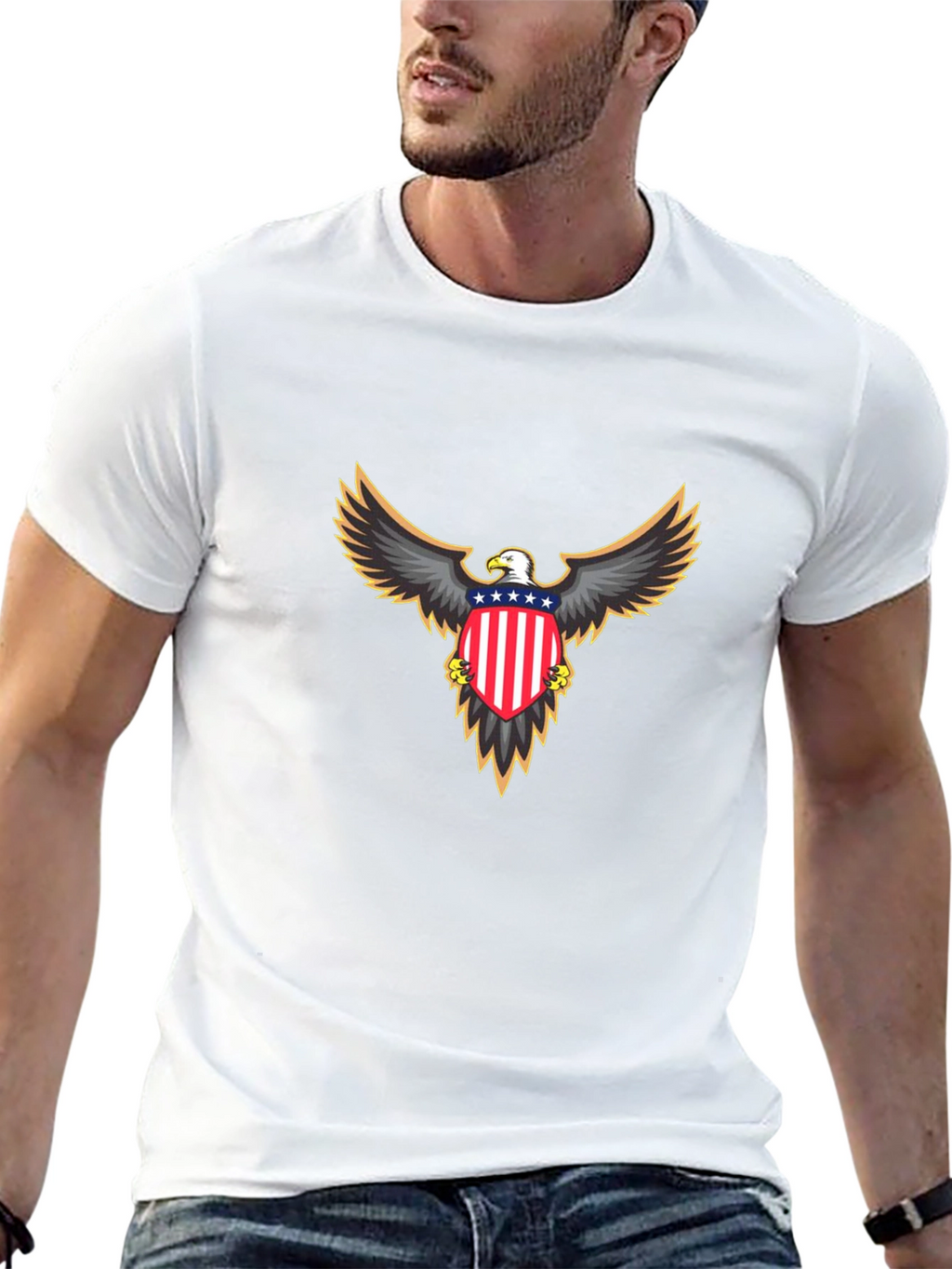 Patriotic Eagle Graphic Tee - Black