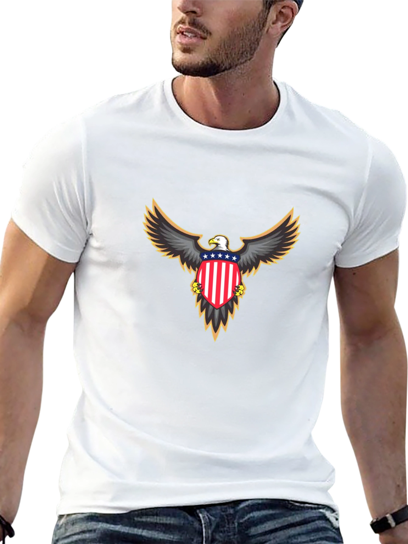 Patriotic Eagle Graphic Tee - Black