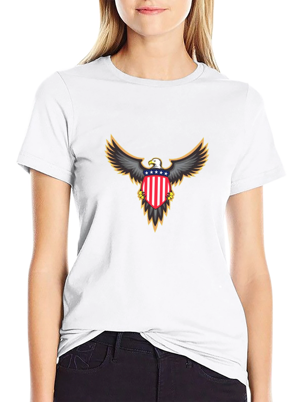 Patriotic Eagle Graphic Tee - Black