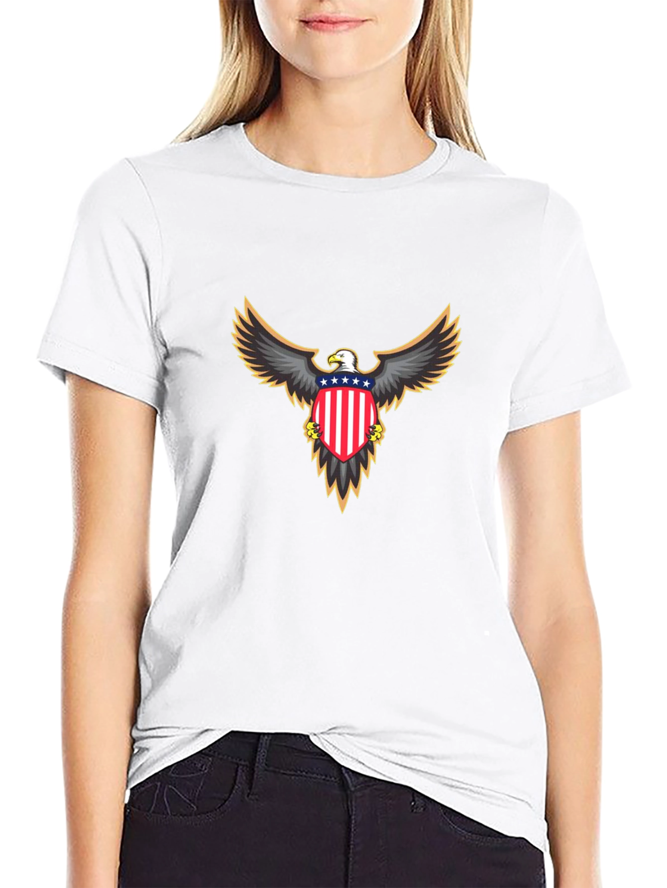 Patriotic Eagle Graphic Tee - Black