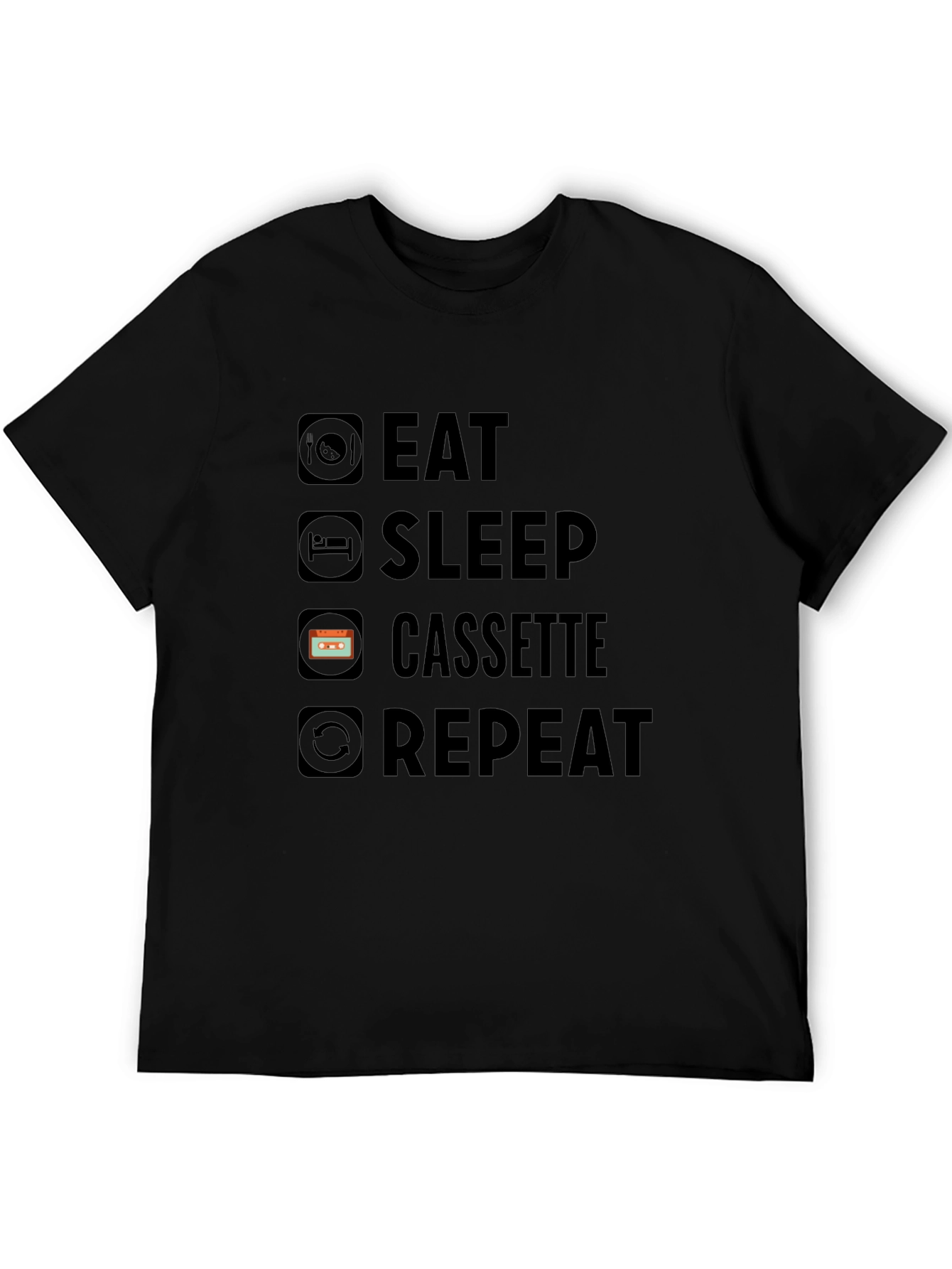 Eat Sleep Cassette Repeat Graphic T-Shirt