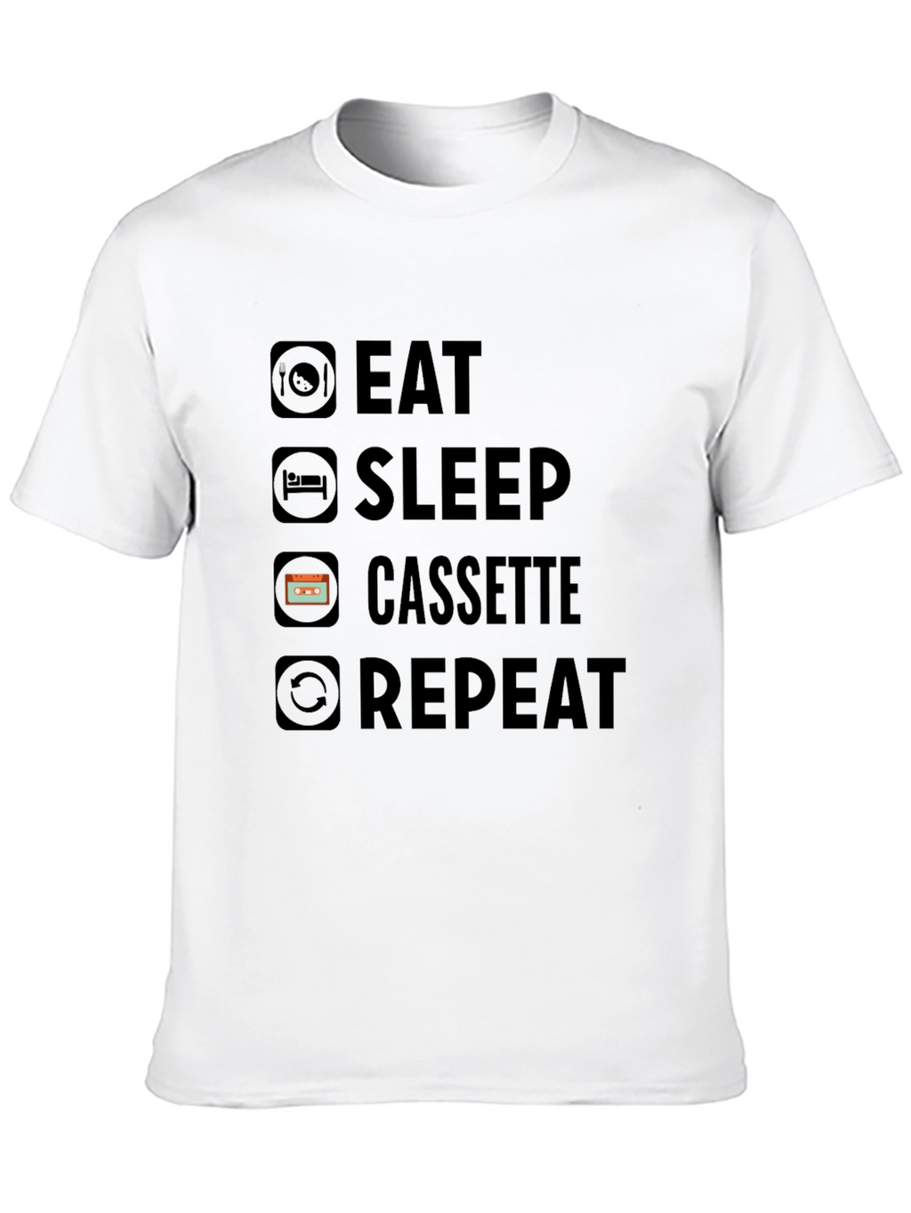 Eat Sleep Cassette Repeat Graphic T-Shirt
