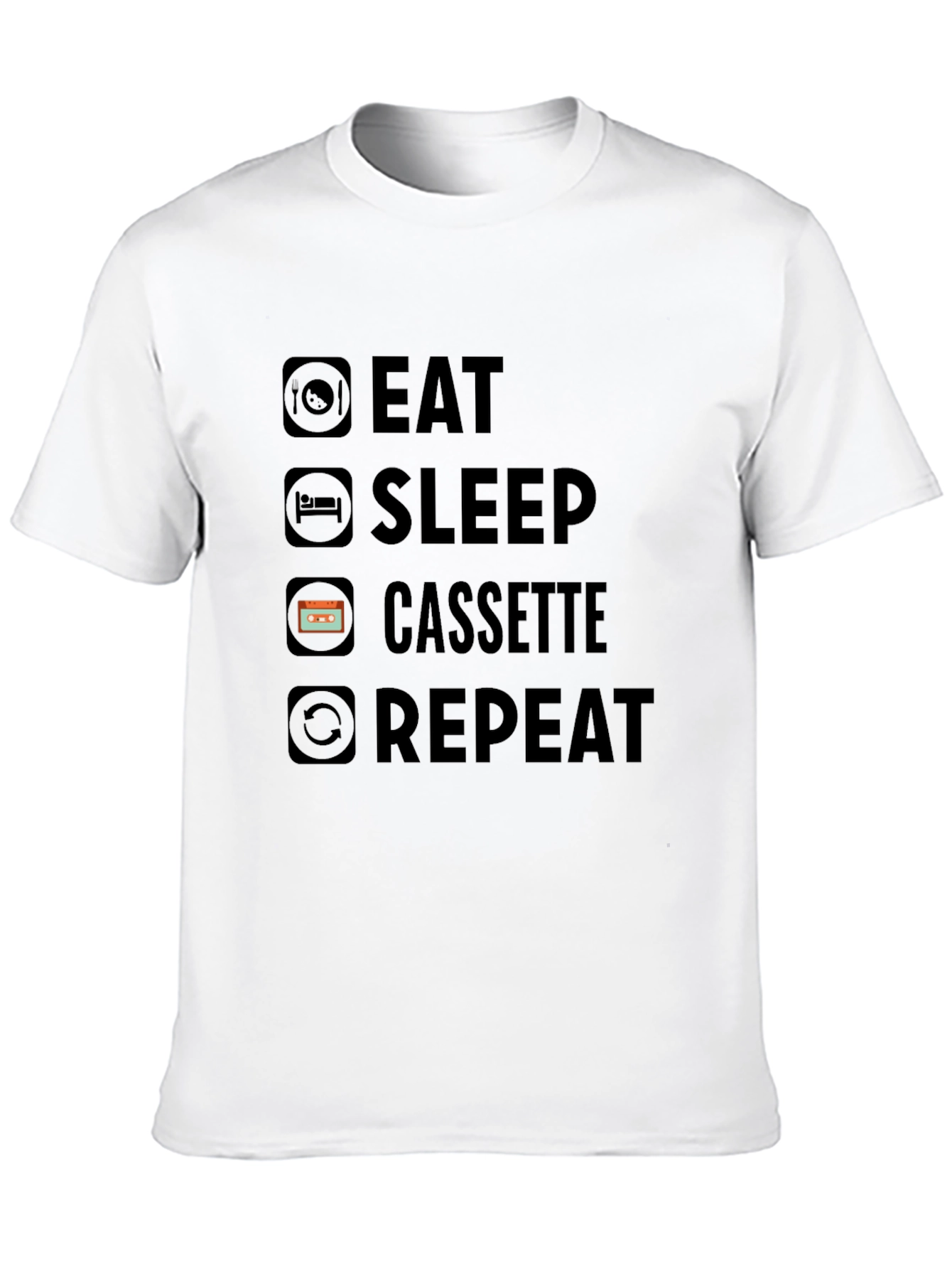 Eat Sleep Cassette Repeat Graphic T-Shirt
