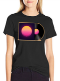Retro Sunset Vinyl Record Graphic T-Shirt