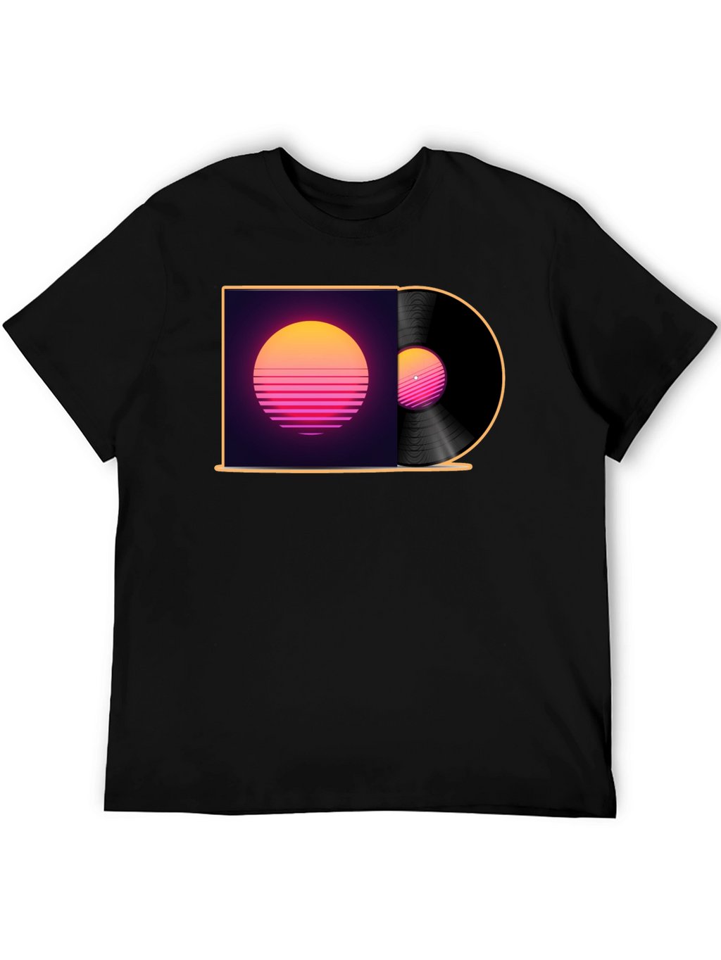 Retro Sunset Vinyl Record Graphic T-Shirt
