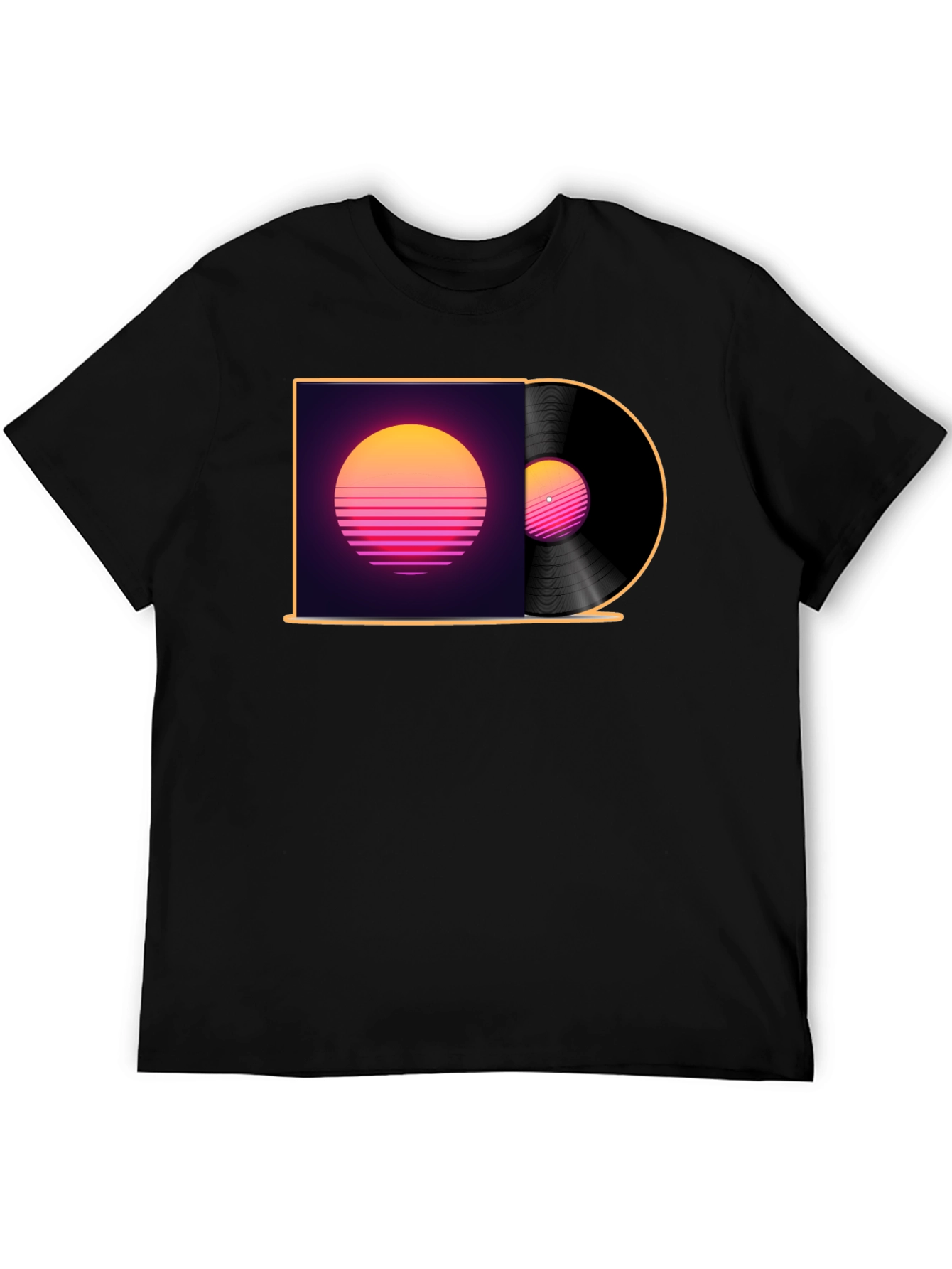 Retro Sunset Vinyl Record Graphic T-Shirt
