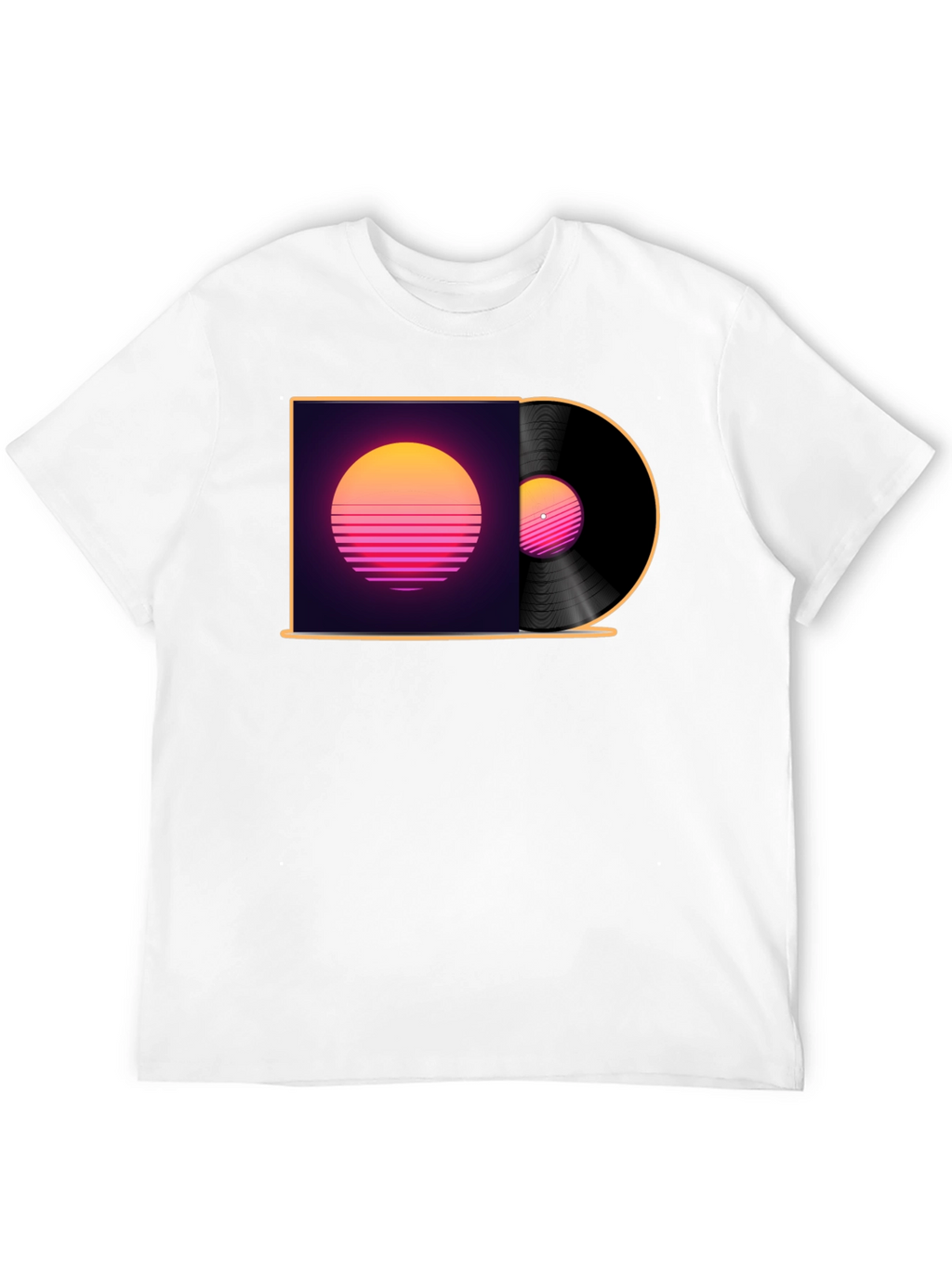 Retro Sunset Vinyl Record Graphic T-Shirt