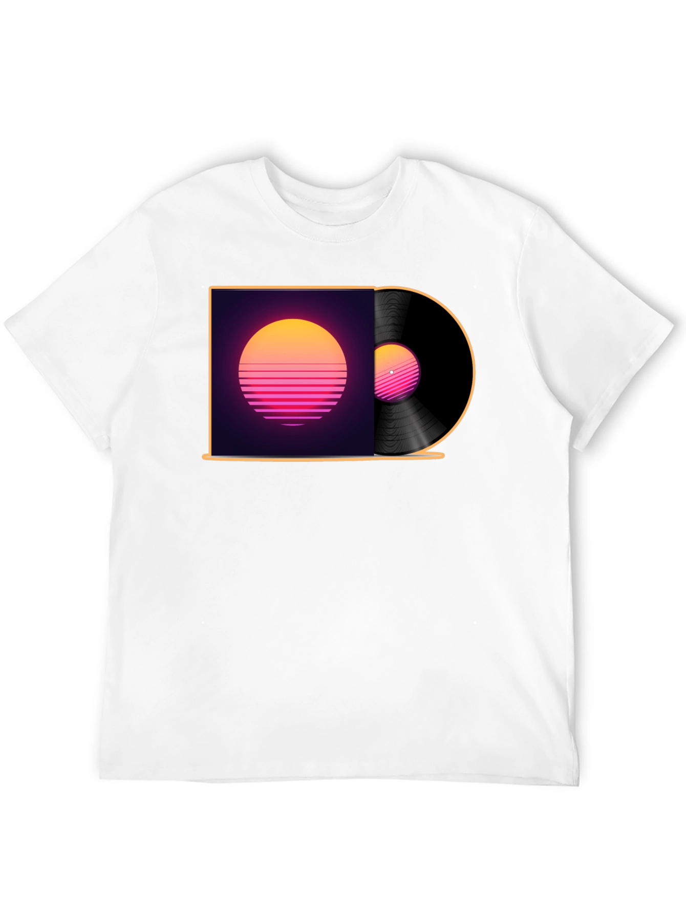 Retro Sunset Vinyl Record Graphic T-Shirt